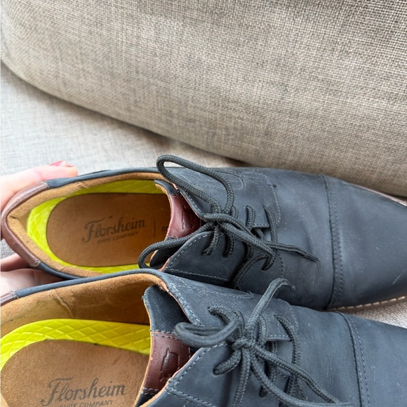 Florshiem Norwalk Cap Toe Oxfords Men's Black Leather Shoes Size 10 - Picture 2 of 3